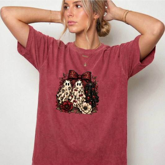 Spooky Ghost Bow Vintage Graphic Tee | Foxfire & Fable