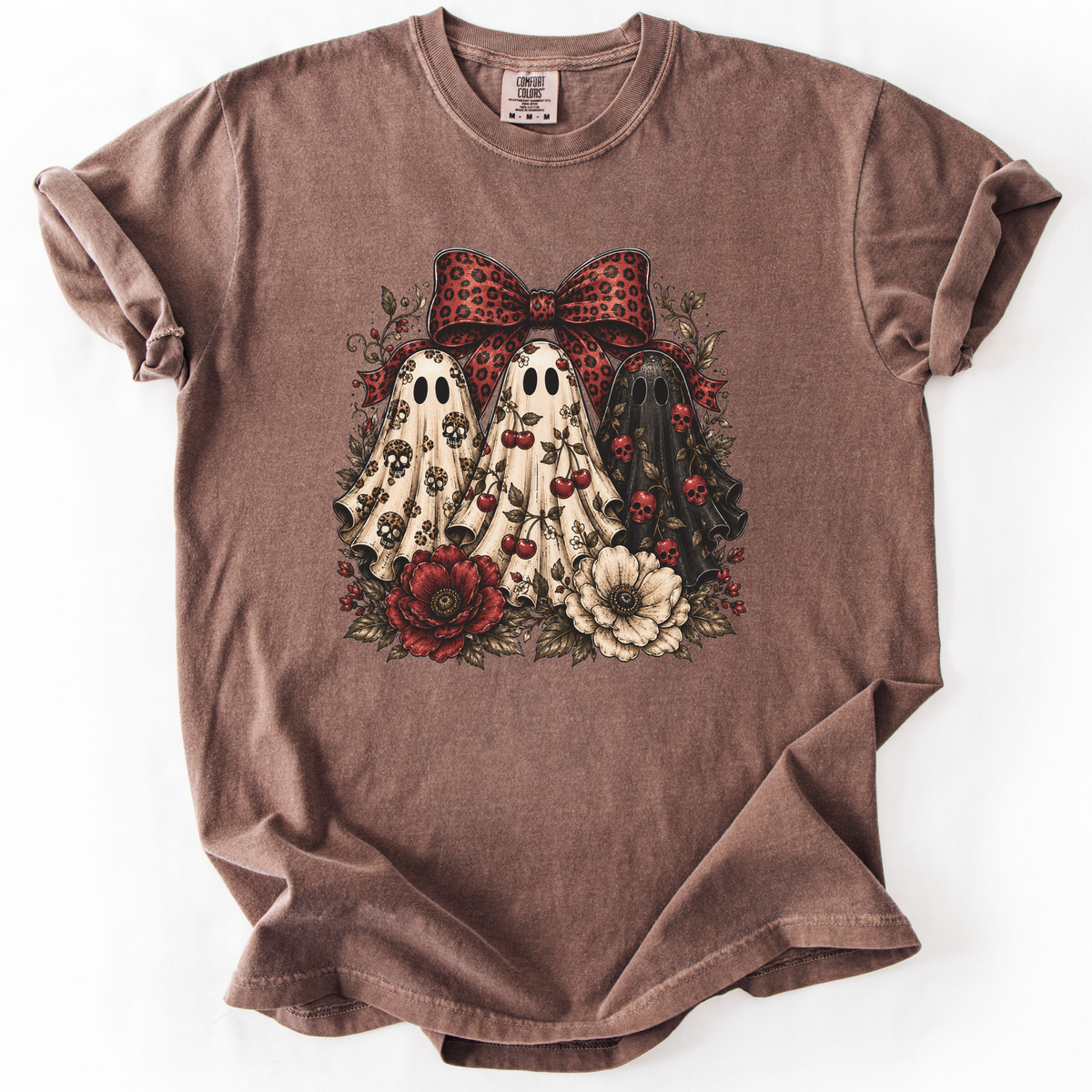 Spooky Ghost Bow Vintage Graphic Tee | Foxfire & Fable - Expresso