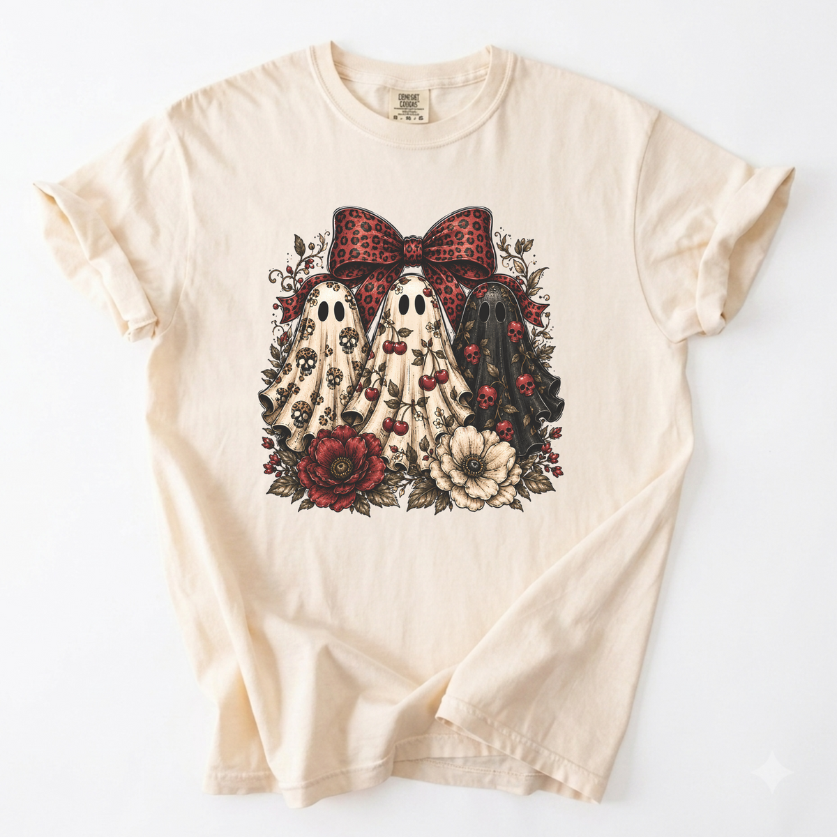 Spooky Ghost Bow Vintage Graphic Tee | Foxfire & Fable - Ivory