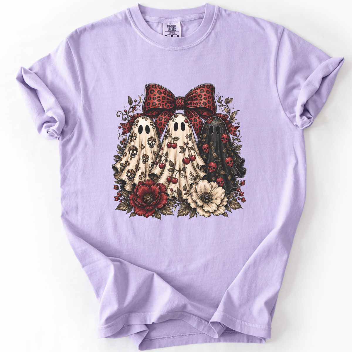 Spooky Ghost Bow Vintage Graphic Tee | Foxfire & Fable - Orchid