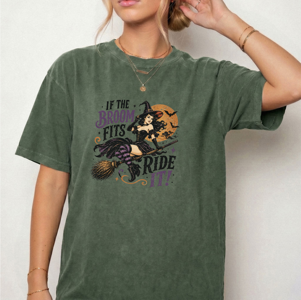 Vintage Witch Broomstick Graphic Tee | Foxfire & Fable