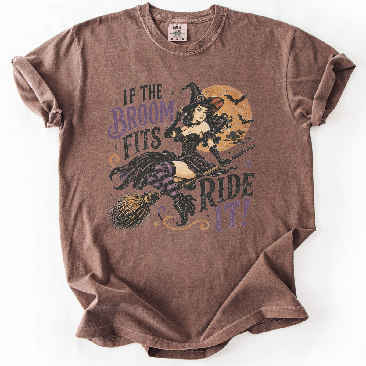 Vintage Witch Broomstick Graphic Tee | Foxfire & Fable - Expresso