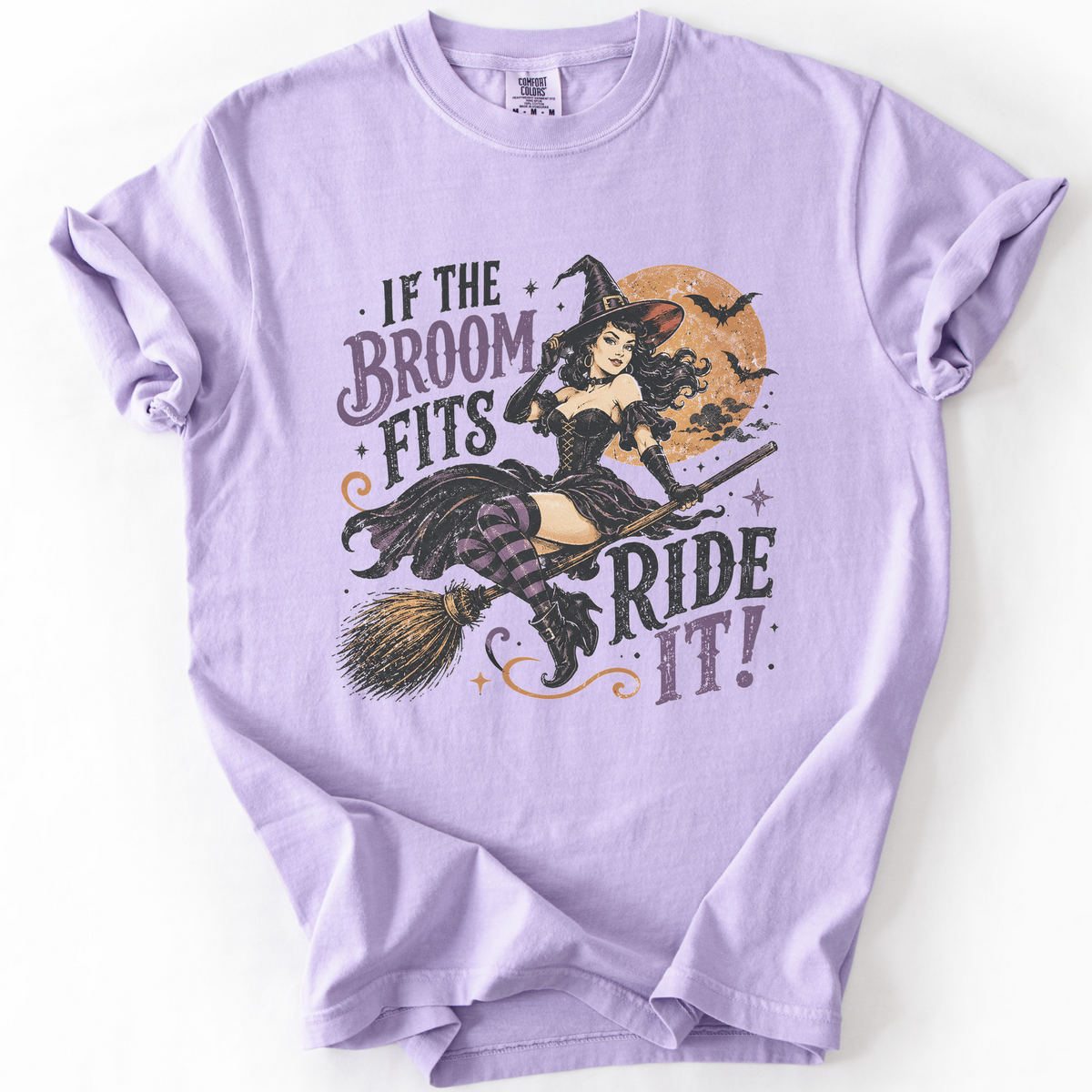 Vintage Witch Broomstick Graphic Tee | Foxfire & Fable - Orchid
