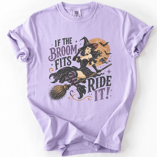 Vintage Witch Broomstick Graphic Tee | Foxfire & Fable - Orchid