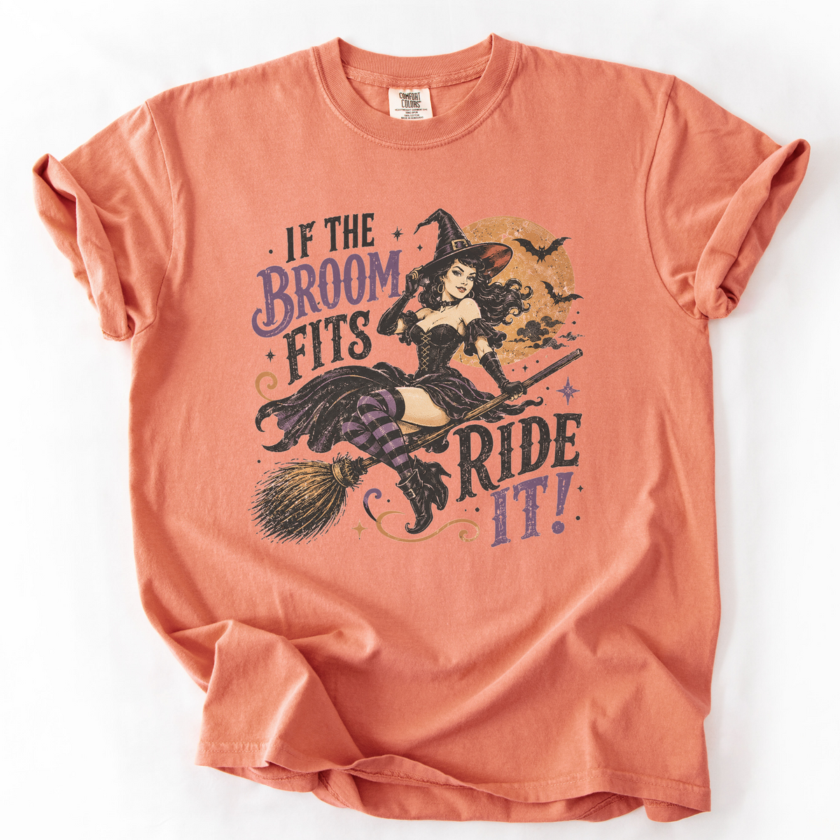 Vintage Witch Broomstick Graphic Tee | Foxfire & Fable - Terracotta