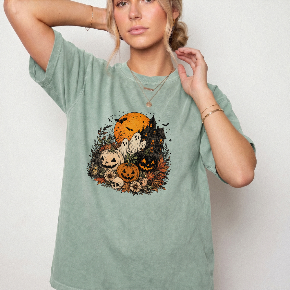 Spooky Haunted House Halloween Graphic Tee | Foxfire & Fable