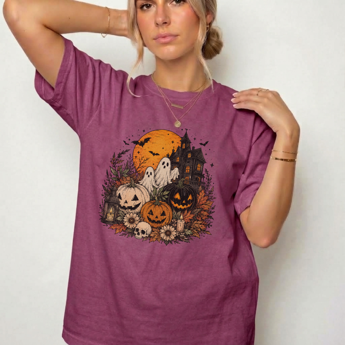 Spooky Haunted House Halloween Graphic Tee | Foxfire & Fable