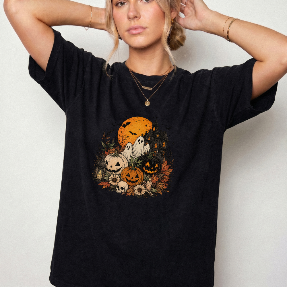 Spooky Haunted House Halloween Graphic Tee | Foxfire & Fable