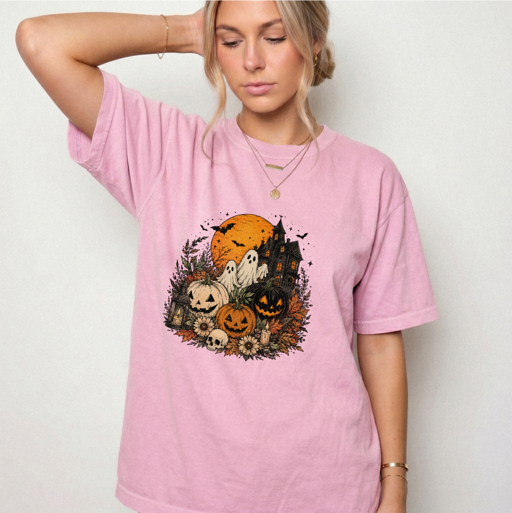 Spooky Haunted House Halloween Graphic Tee | Foxfire & Fable