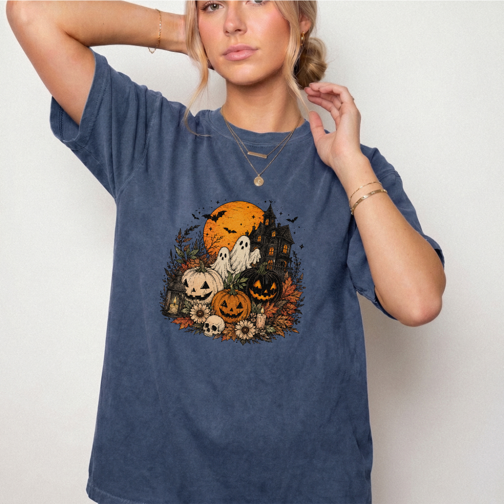 Spooky Haunted House Halloween Graphic Tee | Foxfire & Fable