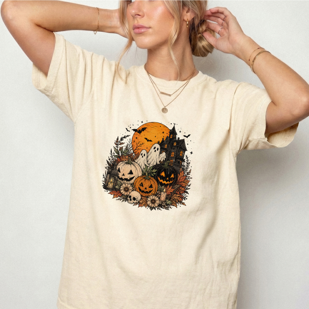 Spooky Haunted House Halloween Graphic Tee | Foxfire & Fable