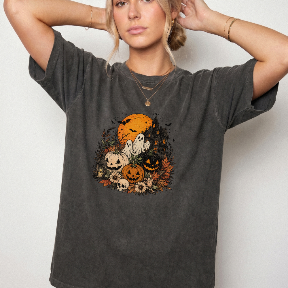 Spooky Haunted House Halloween Graphic Tee | Foxfire & Fable
