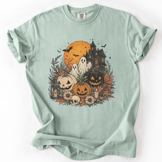 Spooky Haunted House Halloween Graphic Tee | Foxfire & Fable - Bay