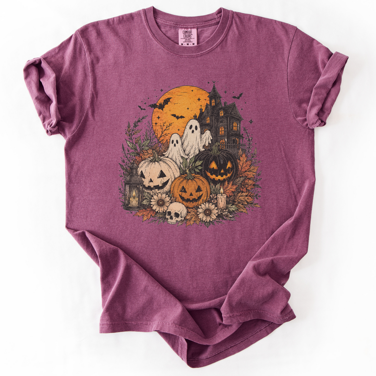 Spooky Haunted House Halloween Graphic Tee | Foxfire & Fable - Berry