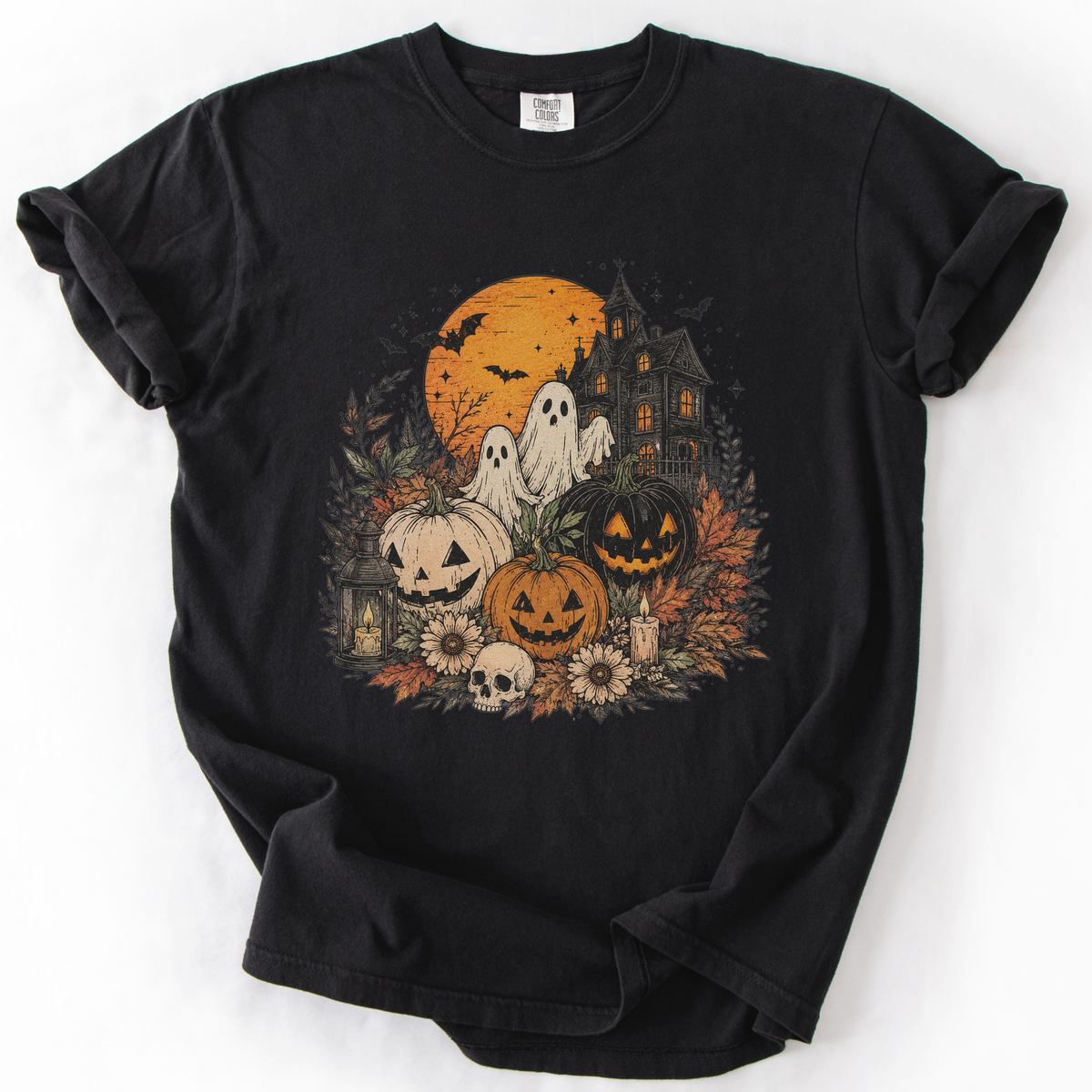 Spooky Haunted House Halloween Graphic Tee | Foxfire & Fable - Black