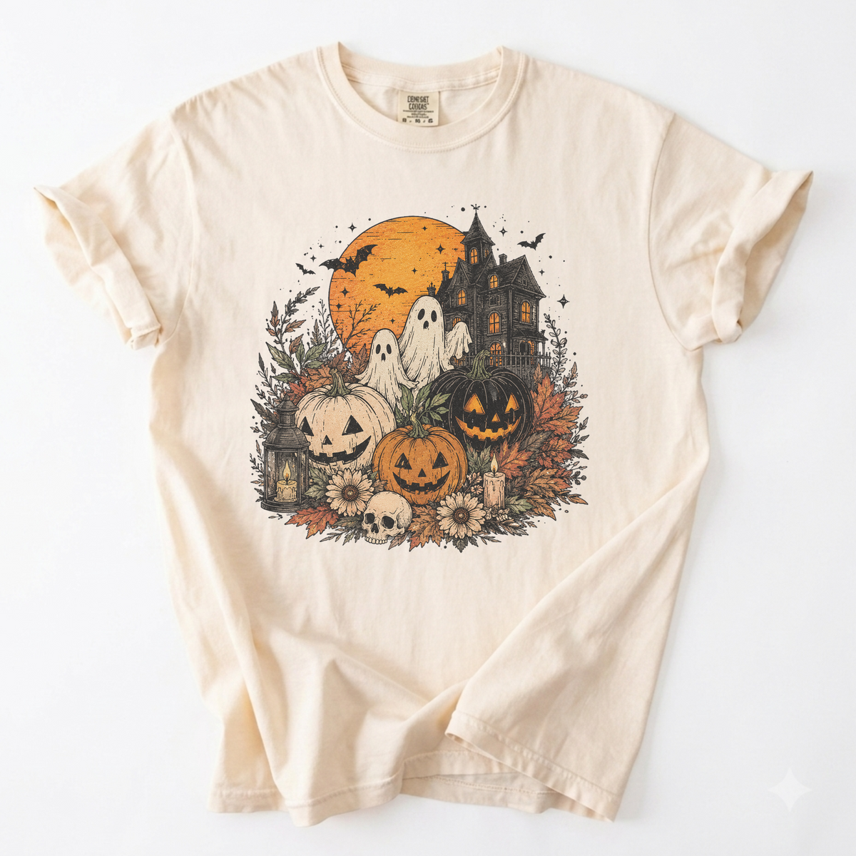 Spooky Haunted House Halloween Graphic Tee | Foxfire & Fable - Ivory