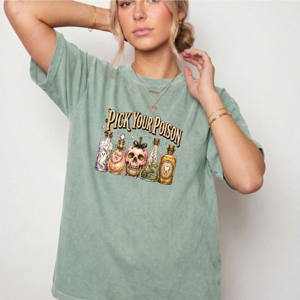Pick Your Poison Potion Bottle Witchy Graphic Tee | Foxfire & Fable