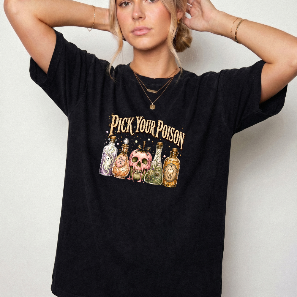 Pick Your Poison Potion Bottle Witchy Graphic Tee | Foxfire & Fable