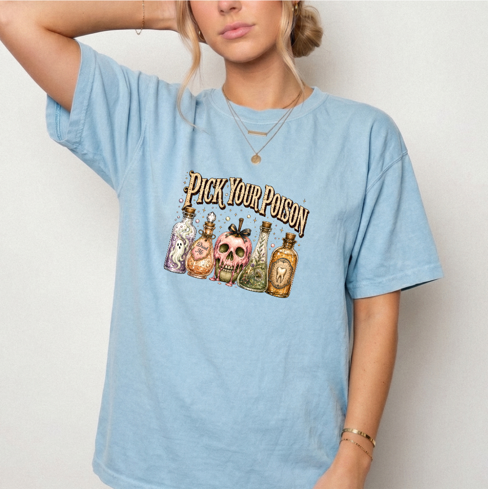 Pick Your Poison Potion Bottle Witchy Graphic Tee | Foxfire & Fable
