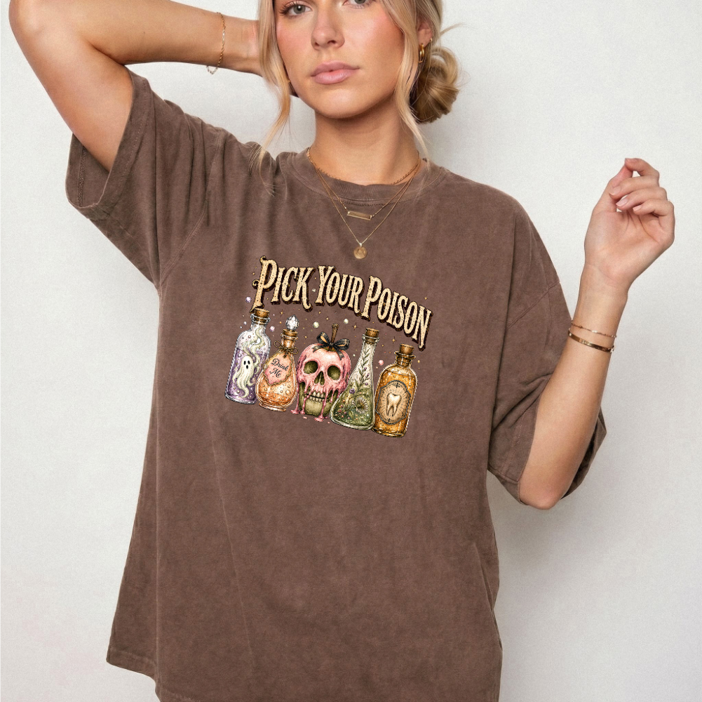 Pick Your Poison Potion Bottle Witchy Graphic Tee | Foxfire & Fable