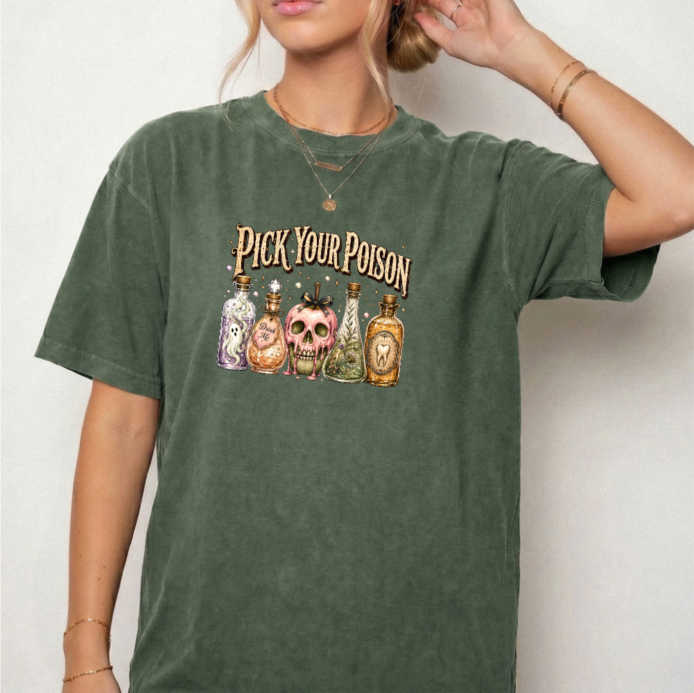 Pick Your Poison Potion Bottle Witchy Graphic Tee | Foxfire & Fable
