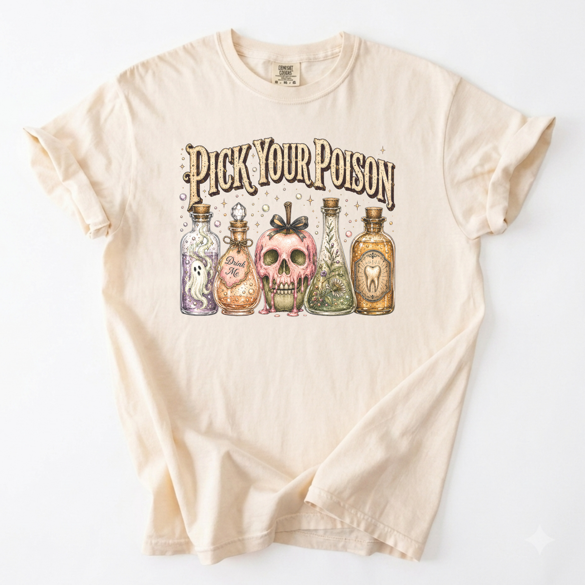 Pick Your Poison Potion Bottle Witchy Graphic Tee | Foxfire & Fable - Ivory