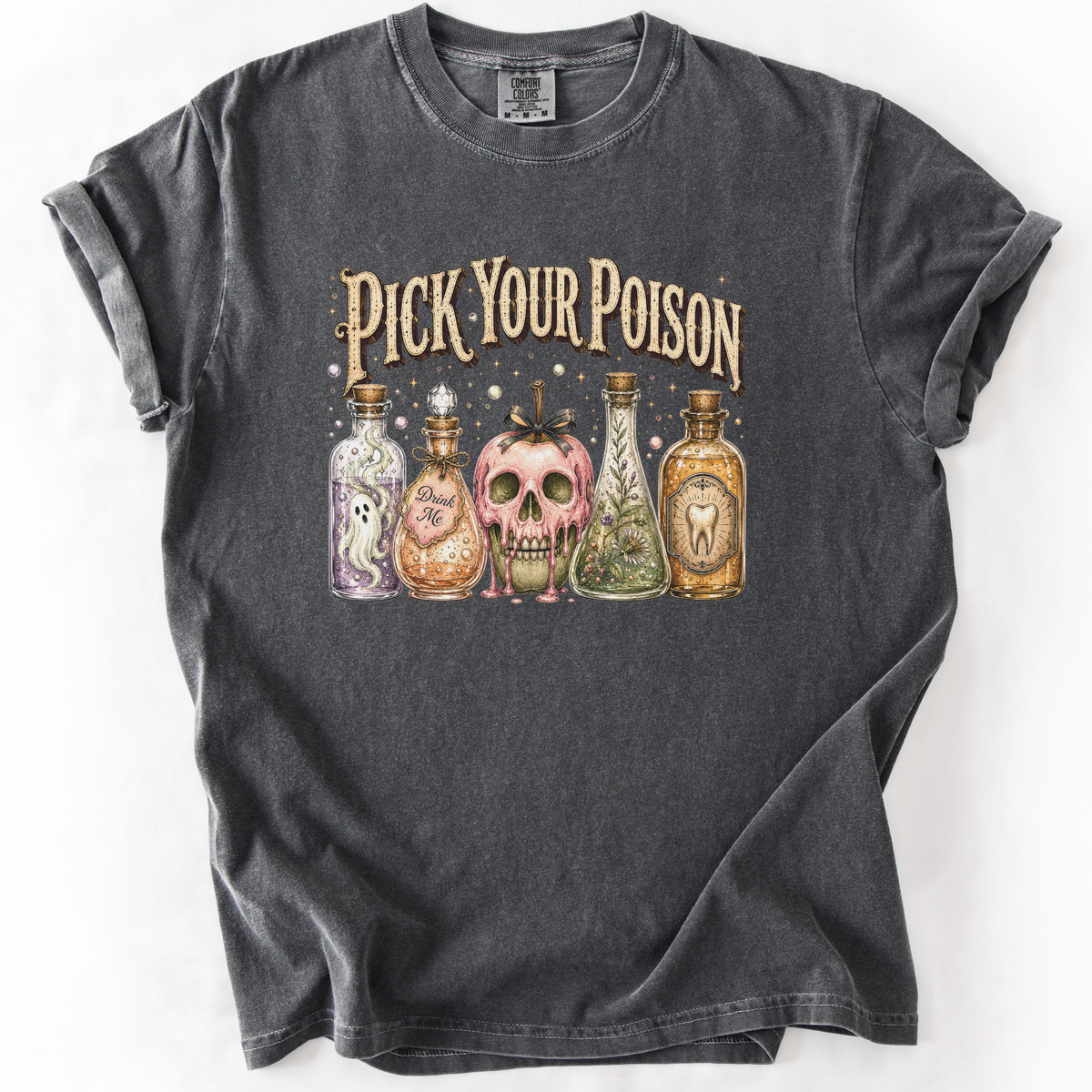 Pick Your Poison Potion Bottle Witchy Graphic Tee | Foxfire & Fable - Pepper