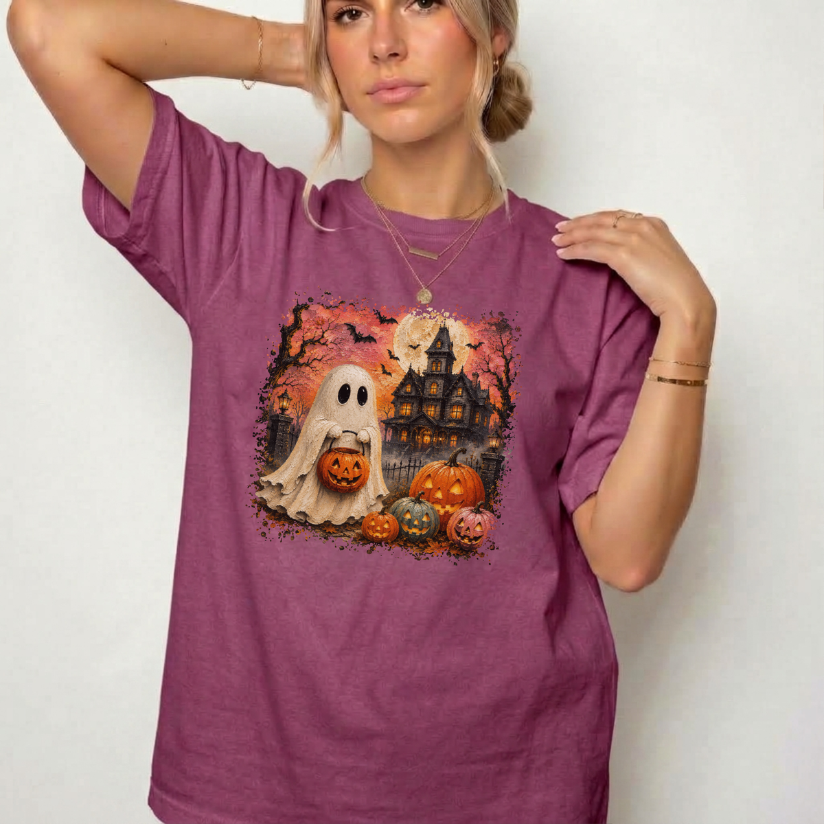 Vintage Spooky Ghost Halloween Graphic Tee | Foxfire & Fable