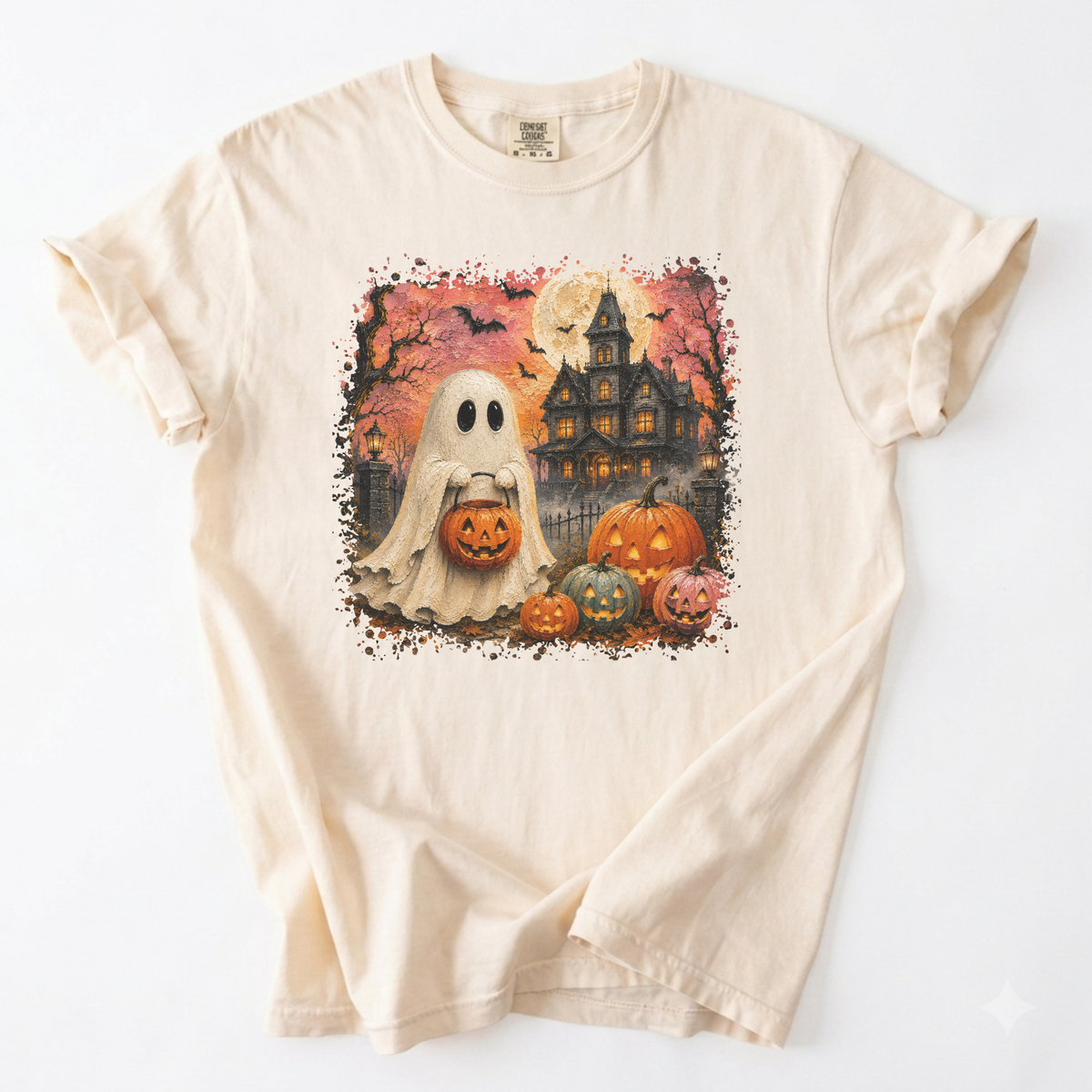 Vintage Spooky Ghost Halloween Graphic Tee | Foxfire & Fable - Ivory