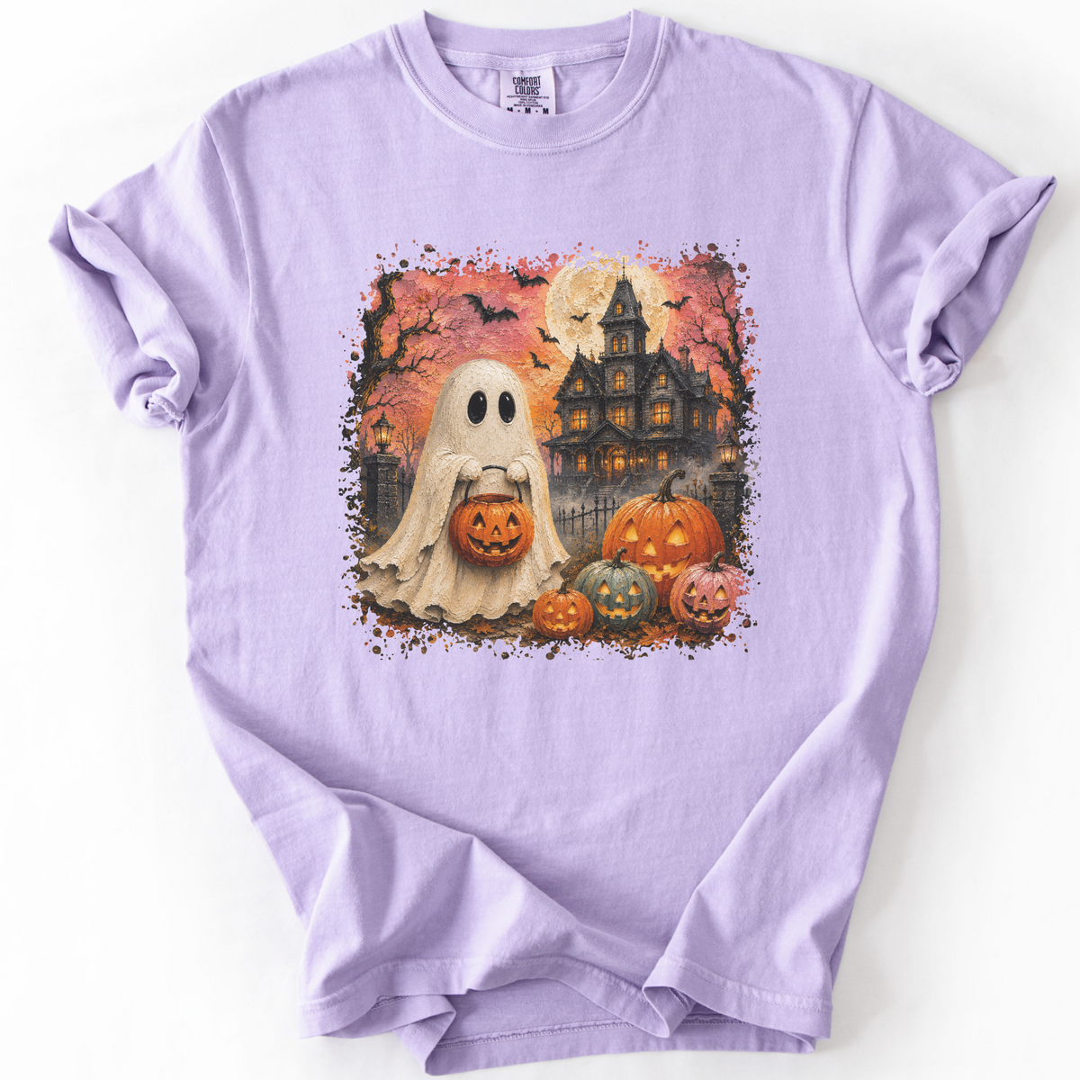 Vintage Spooky Ghost Halloween Graphic Tee | Foxfire & Fable - Orchid
