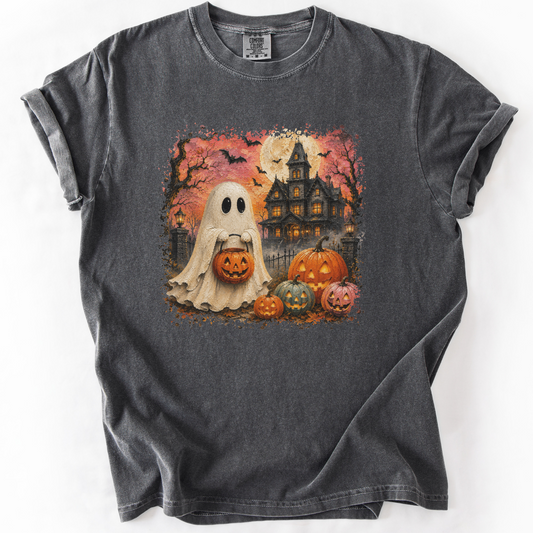 Vintage Spooky Ghost Halloween Graphic Tee | Foxfire & Fable - Pepper