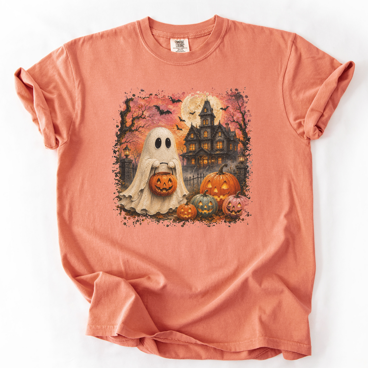 Vintage Spooky Ghost Halloween Graphic Tee | Foxfire & Fable - Terracotta
