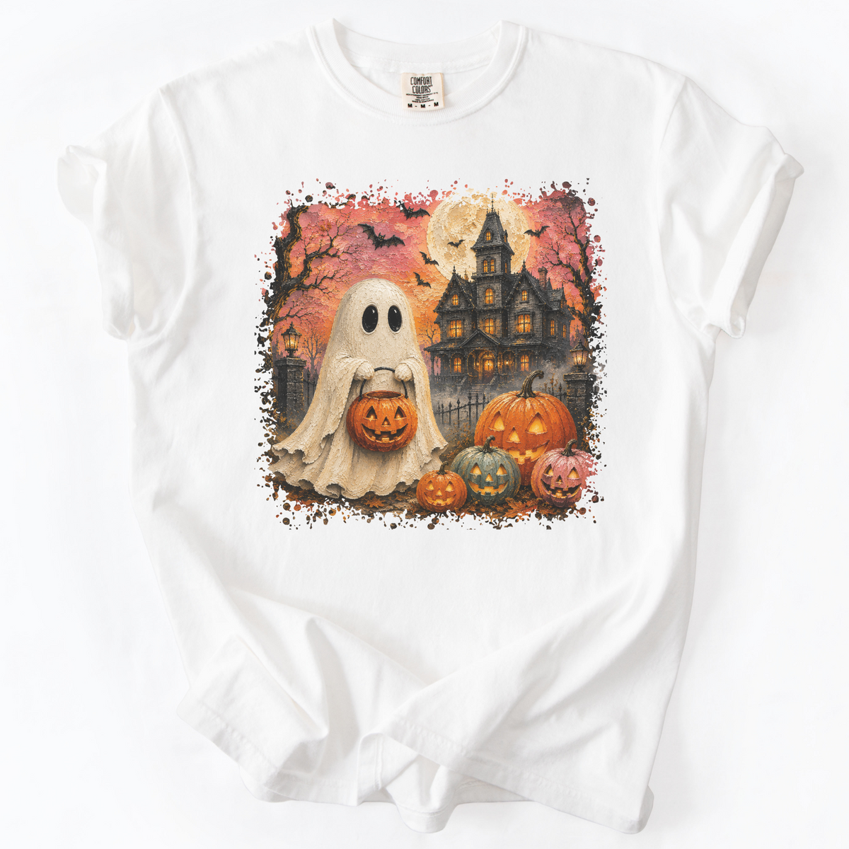 Vintage Spooky Ghost Halloween Graphic Tee | Foxfire & Fable - White
