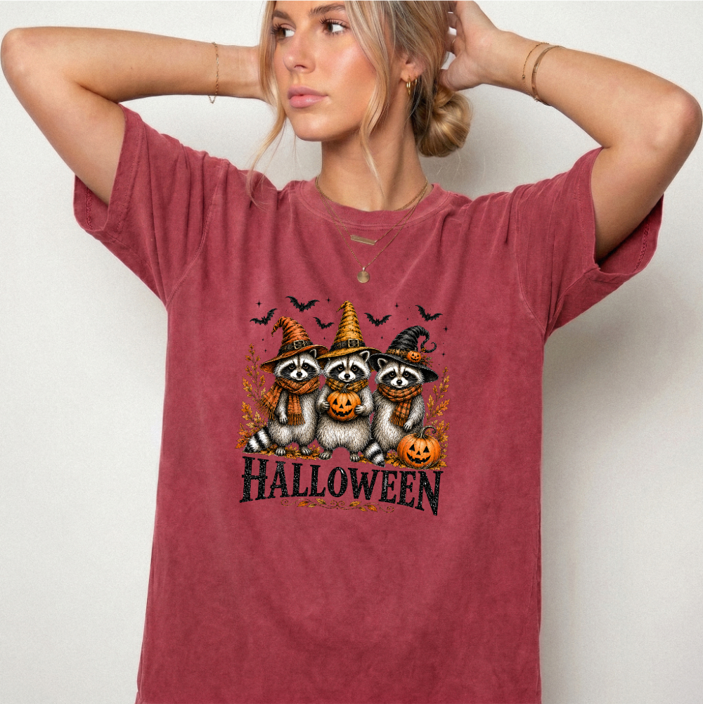 Vintage Halloween Raccoons Witch Hat Graphic Tee | Foxfire & Fable