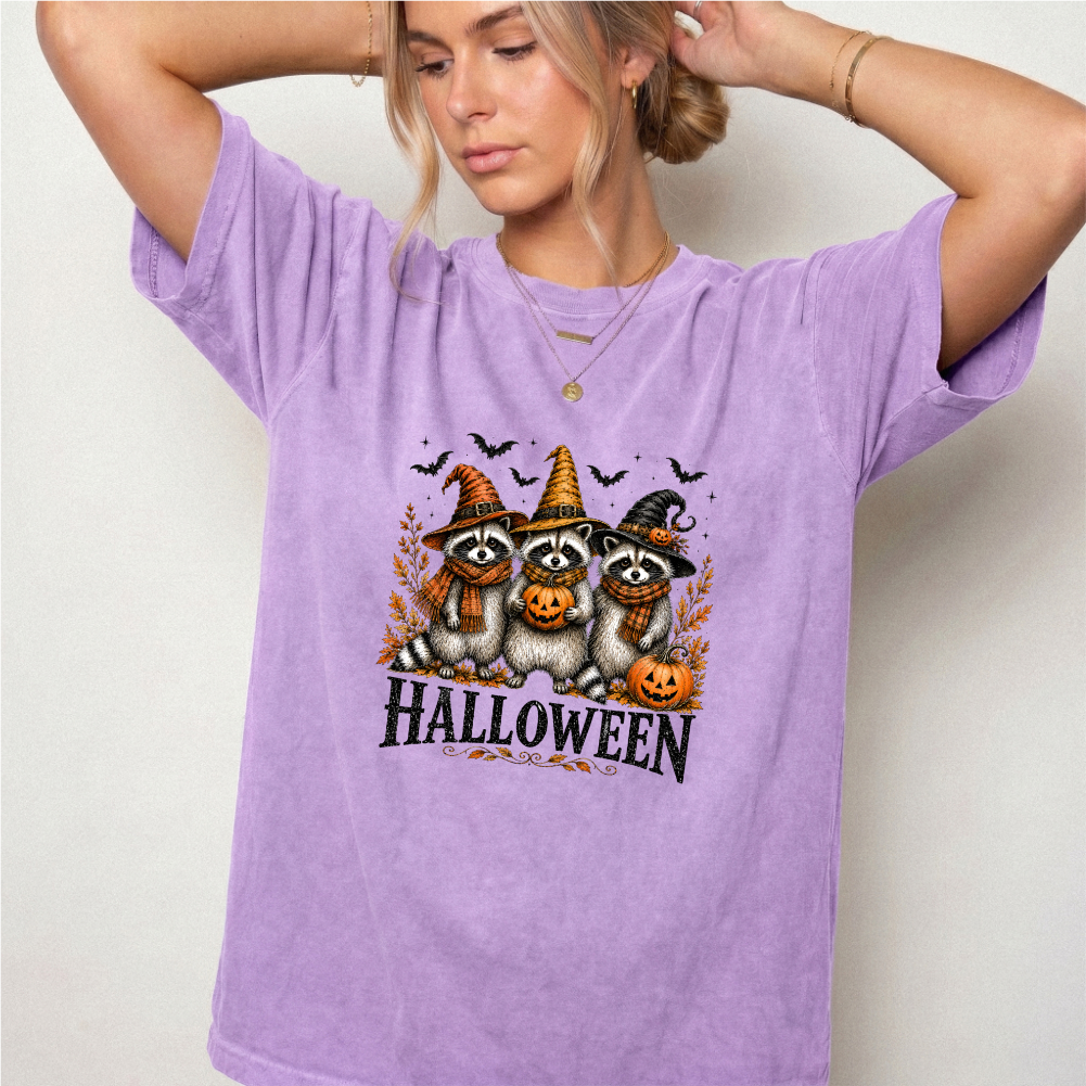 Vintage Halloween Raccoons Witch Hat Graphic Tee | Foxfire & Fable