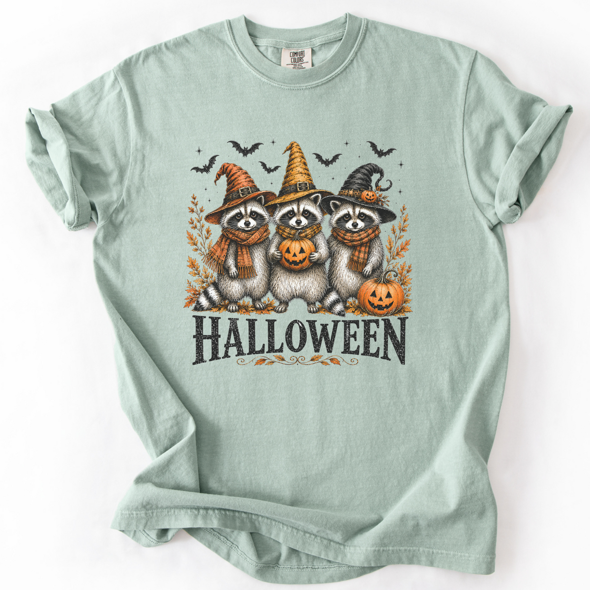 Vintage Halloween Raccoons Witch Hat Graphic Tee | Foxfire & Fable - Bay