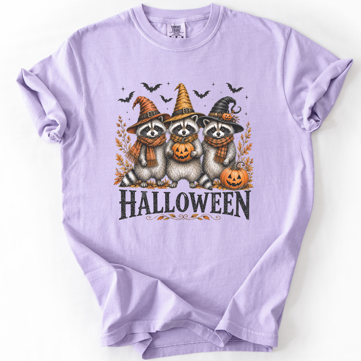 Vintage Halloween Raccoons Witch Hat Graphic Tee | Foxfire & Fable - Orchid