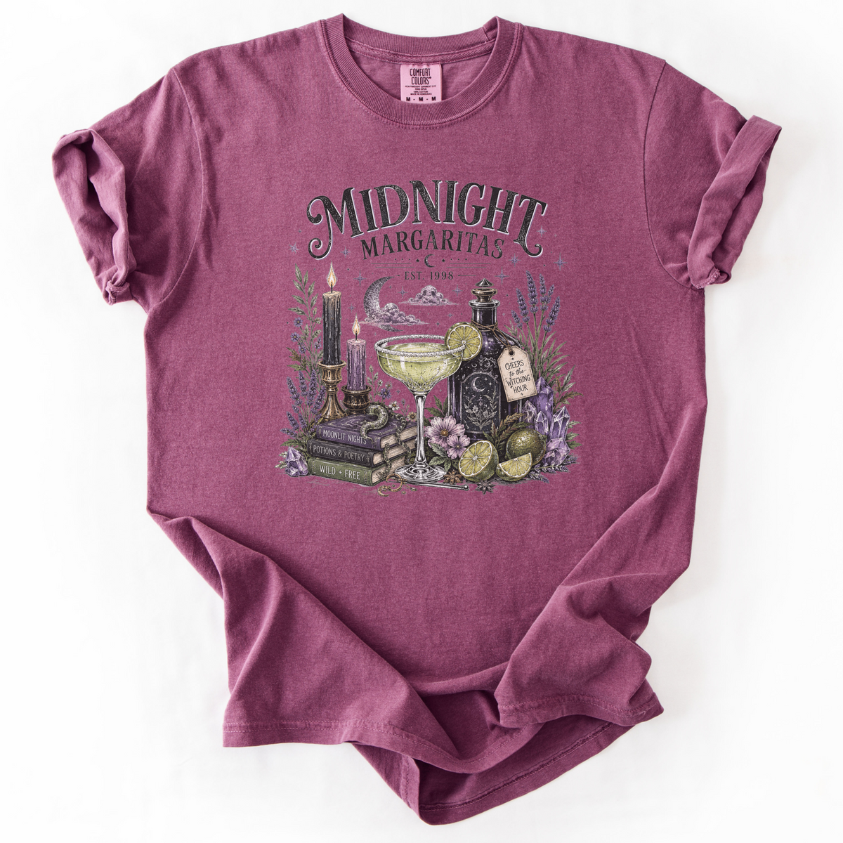 Midnight Margaritas Witchy Apothecary Graphic Tee | Foxfire & Fable - Berry