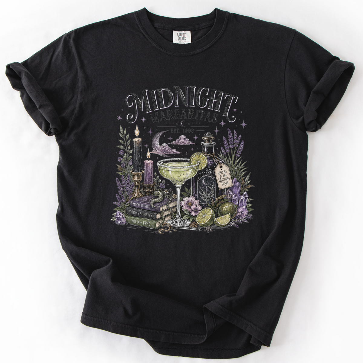 Midnight Margaritas Witchy Apothecary Graphic Tee | Foxfire & Fable - Black