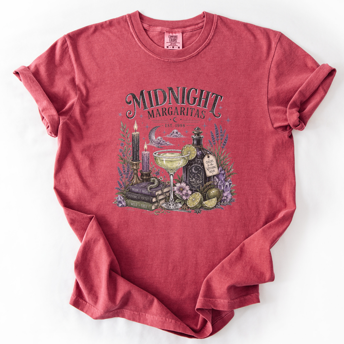 Midnight Margaritas Witchy Apothecary Graphic Tee | Foxfire & Fable - Crimson