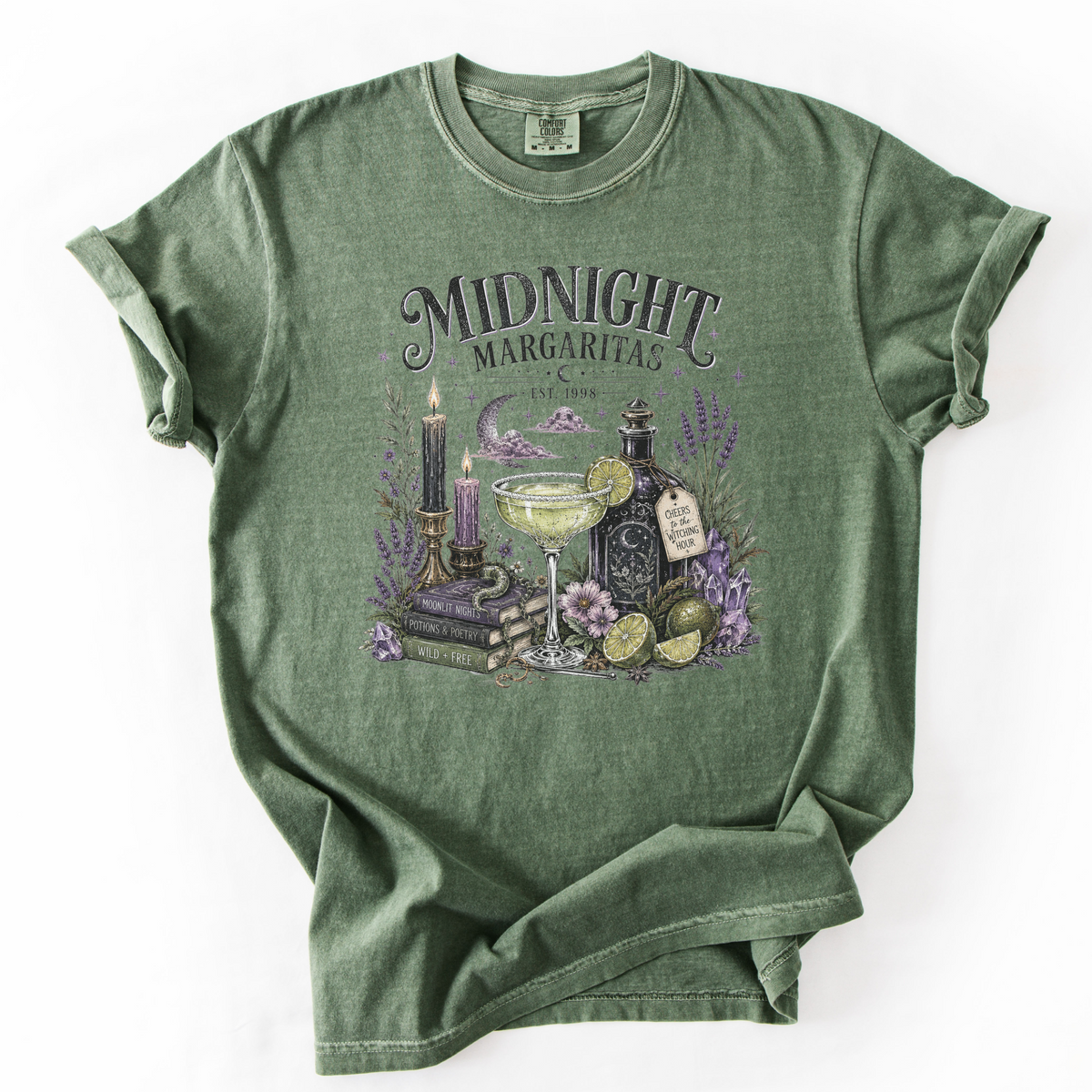 Midnight Margaritas Witchy Apothecary Graphic Tee | Foxfire & Fable - Moss