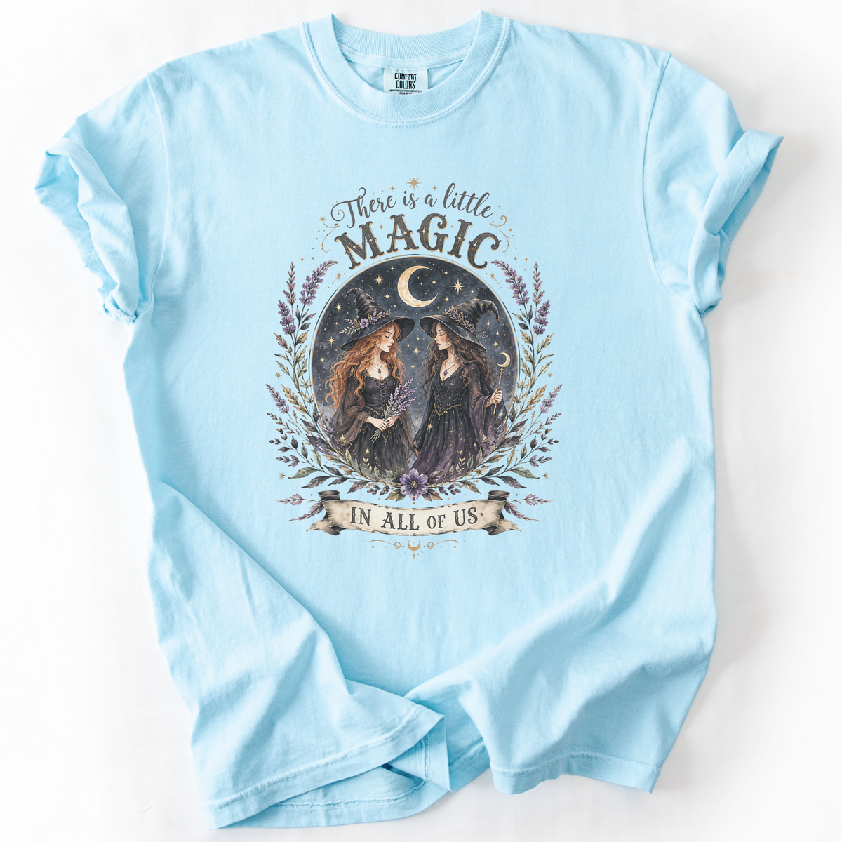 Witchy Magic Celestial Graphic Tee | Foxfire & Fable - Chambray