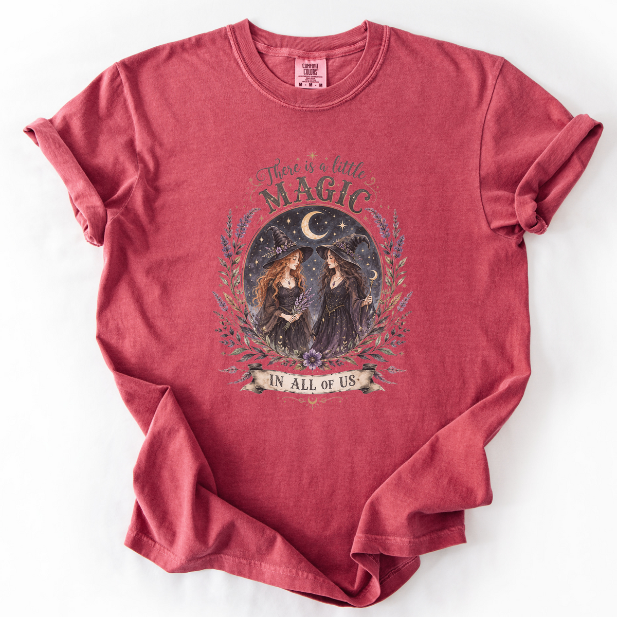 Witchy Magic Celestial Graphic Tee | Foxfire & Fable - Crimson