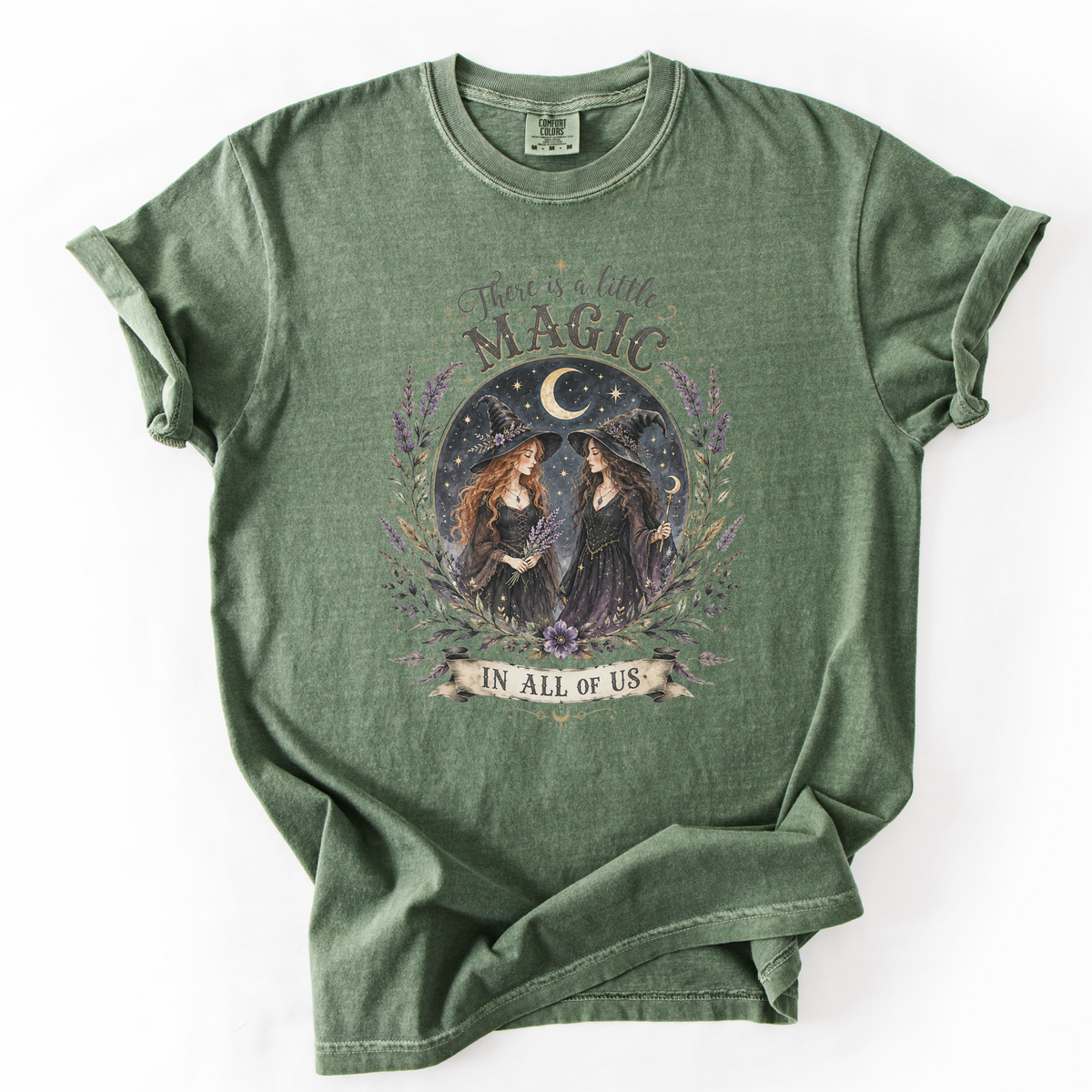 Witchy Magic Celestial Graphic Tee | Foxfire & Fable - Moss